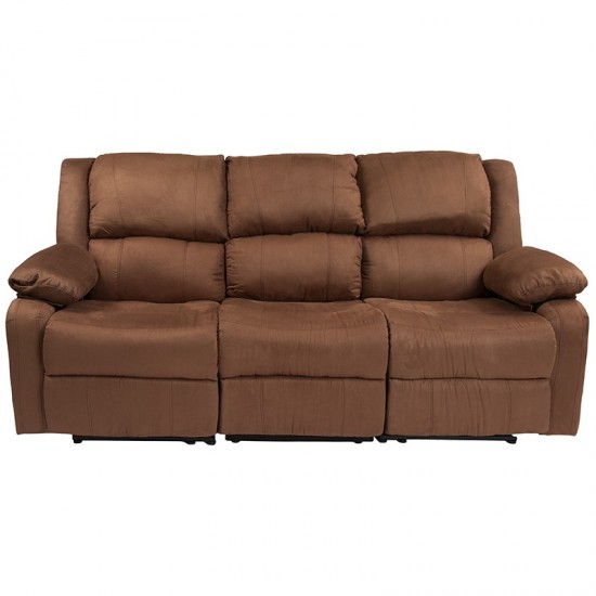 Harmony Series Chocolate Brown Microfiber Sofa with Two Built-In Recliners