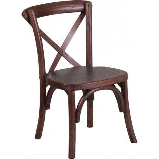 Stackable Kids Mahogany Wood Cross Back Chair