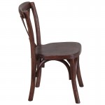 Stackable Kids Mahogany Wood Cross Back Chair