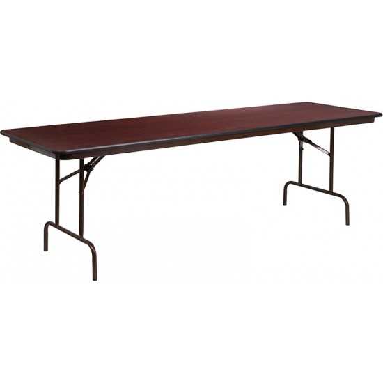 8-Foot Mahogany Melamine Laminate Folding Banquet Table