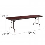 8-Foot Mahogany Melamine Laminate Folding Banquet Table