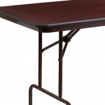 8-Foot Mahogany Melamine Laminate Folding Banquet Table