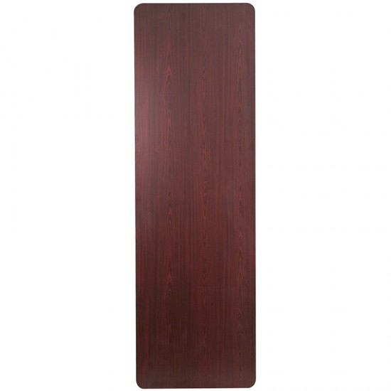 8-Foot Mahogany Melamine Laminate Folding Banquet Table