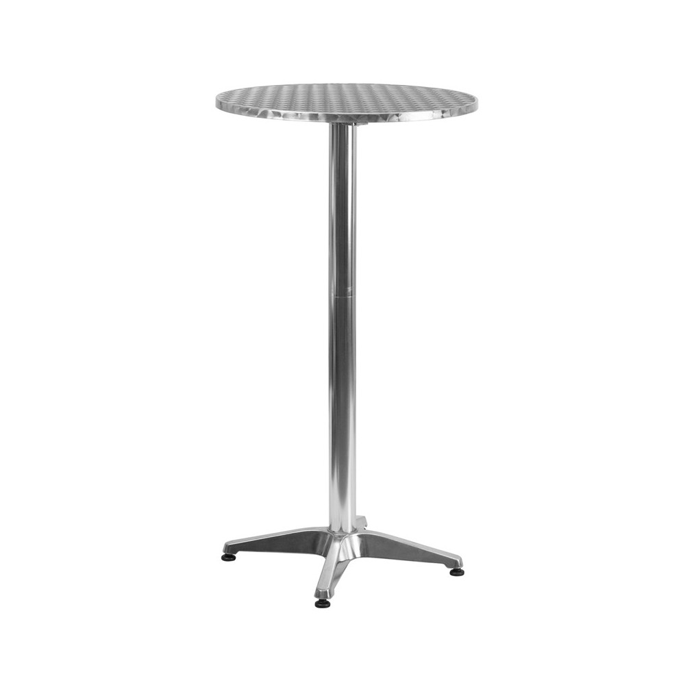 23.25" Round Aluminum Indoor-Outdoor Bar Height Table with Flip-Up Table