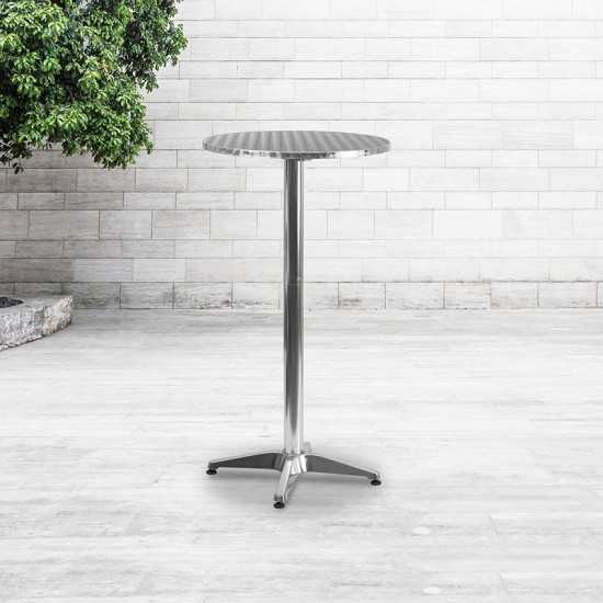 23.25" Round Aluminum Indoor-Outdoor Bar Height Table with Flip-Up Table