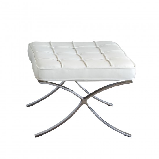 Cordoba Tufted Ottoman w/ Stainless Steel Frame by Diamond Sofa - White