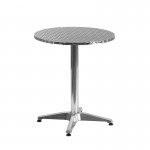 23.5'' Round Aluminum Indoor-Outdoor Table Set with 2 Slat Back Chairs