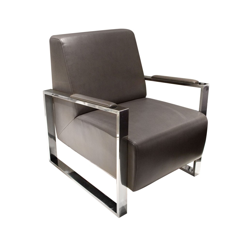 Century Accent Chair w/ Stainless Steel Frame by Diamond Sofa - Elephant Grey Century Accent Chair w/ Stainless Steel Frame by Diamond Sofa - Elephant Grey