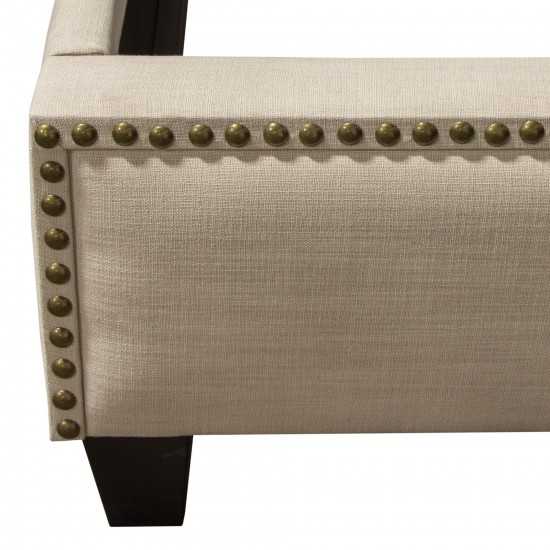 La Jolla Eastern King Bed with Nail Head Accent by Diamond Sofa - Desert Sand Linen