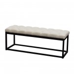 Mateo Black Powder Coat Metal Small Linen Tufted Bench by Diamond Sofa - Desert Sand Linen