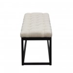Mateo Black Powder Coat Metal Small Linen Tufted Bench by Diamond Sofa - Desert Sand Linen