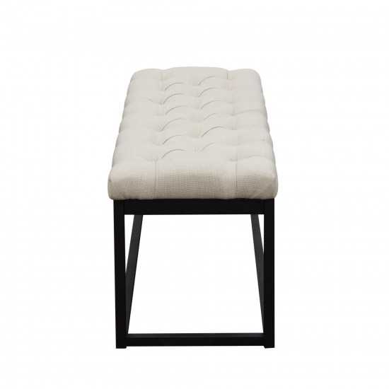 Mateo Black Powder Coat Metal Small Linen Tufted Bench by Diamond Sofa - Desert Sand Linen