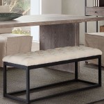 Mateo Black Powder Coat Metal Small Linen Tufted Bench by Diamond Sofa - Desert Sand Linen