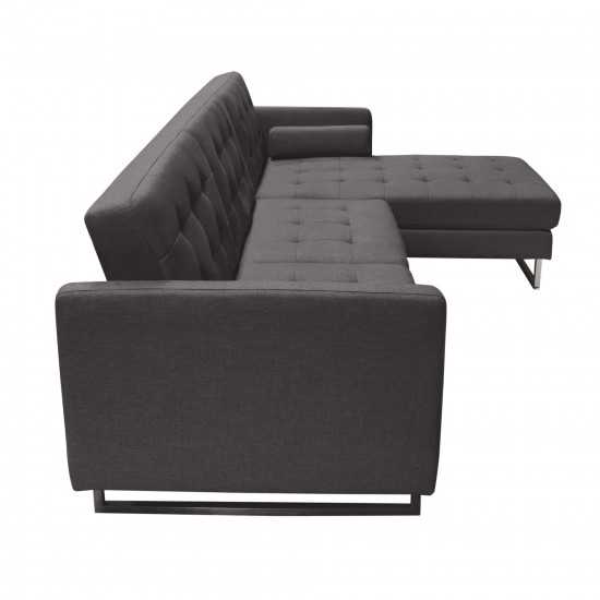 Opus Convertible Tufted RF Chaise Sectional by Diamond Sofa - GREY