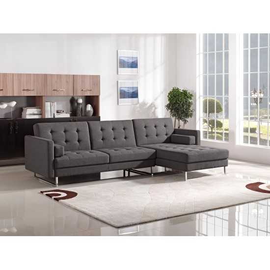 Opus Convertible Tufted RF Chaise Sectional by Diamond Sofa - GREY
