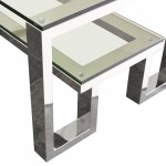 Carlsbad End Table with Clear Glass Top & Shelf with Stainless Steel Frame by Diamond Sofa