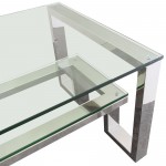 Carlsbad End Table with Clear Glass Top & Shelf with Stainless Steel Frame by Diamond Sofa