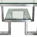 Carlsbad End Table with Clear Glass Top & Shelf with Stainless Steel Frame by Diamond Sofa