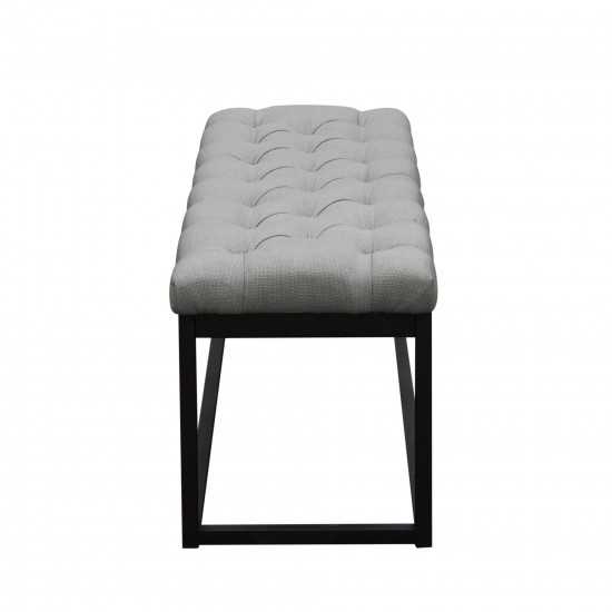 Mateo Black Powder Coat Metal Small Linen Tufted Bench by Diamond Sofa - Grey