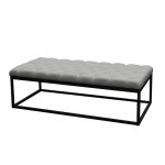 Mateo Black Powder Coat Metal Large Linen Tufted Bench by Diamond Sofa - Grey