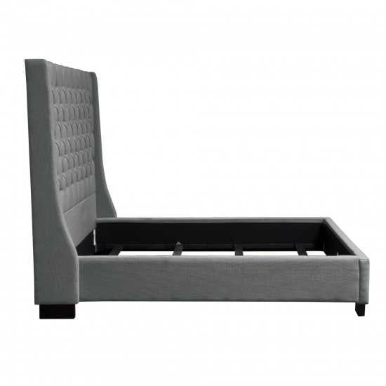 Park Avenue Queen Tufted Bed with Vintage Wing in Grey Linen by Diamond Sofa