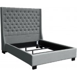 Park Avenue California King Tufted Bed with Vintage Wing in Grey Linen by Diamond Sofa