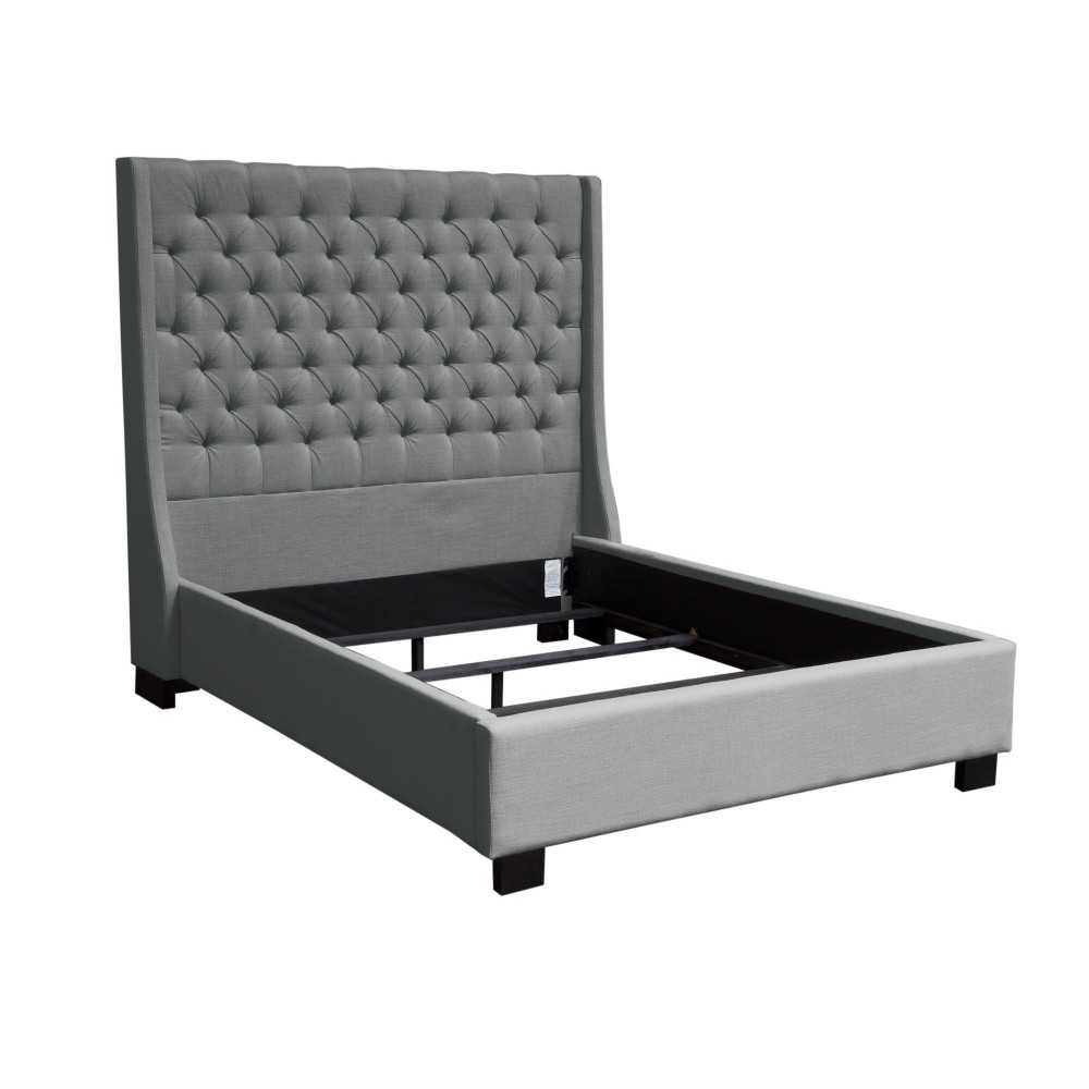 Park Avenue Eastern King Tufted Bed with Vintage Wing in Grey Linen by Diamond Sofa Park Avenue Eastern King Tufted Bed with Vintage Wing in Grey Linen by Diamond Sofa