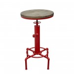 Brooklyn Adjustable Height Bistro Table with Weathered Grey Top and Red Powder Coat "Hydrant" Base by Diamond Sofa