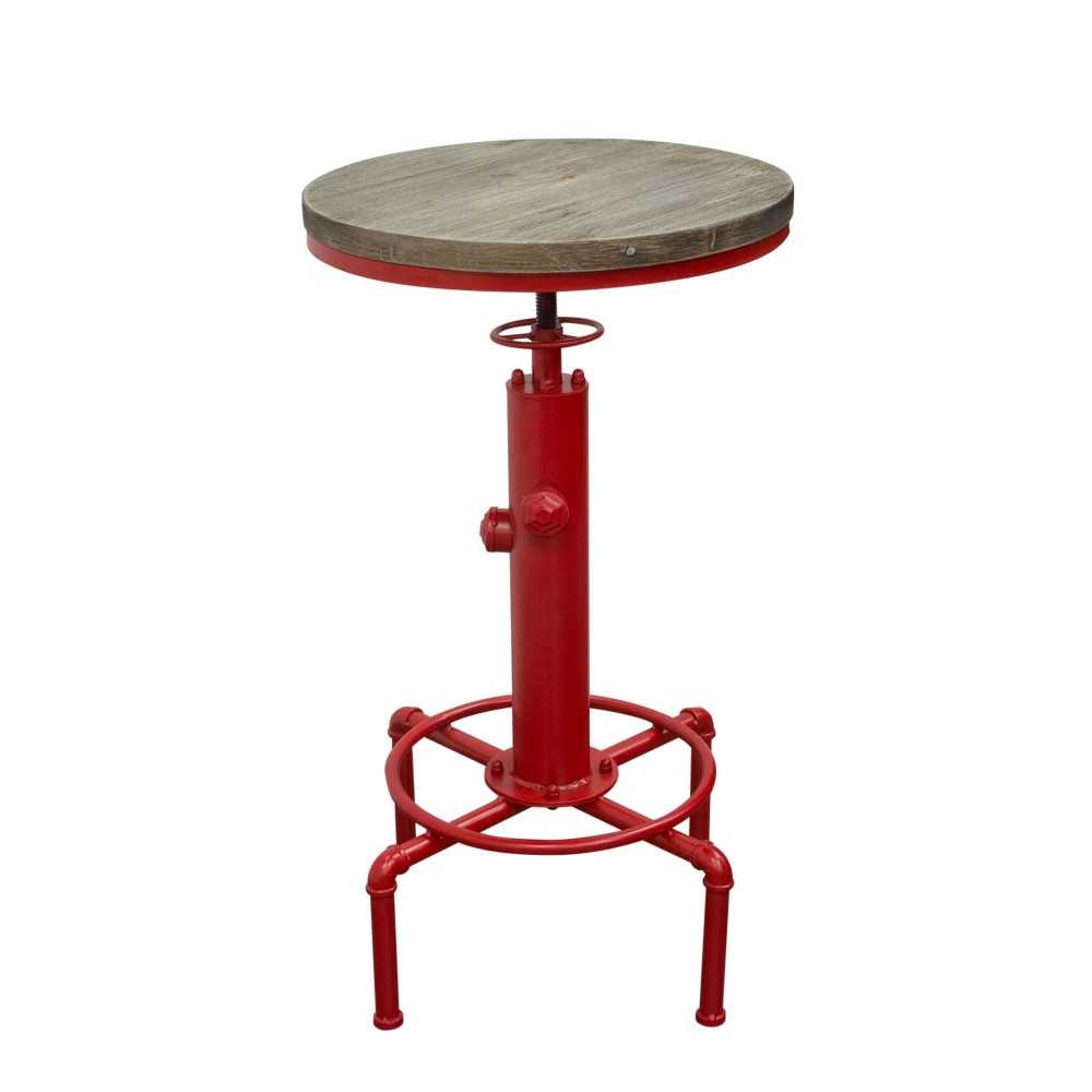 Brooklyn Adjustable Height Bistro Table with Weathered Grey Top and Red Powder Coat "Hydrant" Base by Diamond Sofa Brooklyn Adjustable Height Bistro Table with Weathered Grey Top and Red Powder Coat "Hydrant" Base by Diamond Sofa