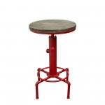 Brooklyn Adjustable Height Bistro Table with Weathered Grey Top and Red Powder Coat "Hydrant" Base by Diamond Sofa