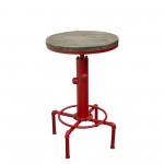 Brooklyn Adjustable Height Bistro Table with Weathered Grey Top and Red Powder Coat "Hydrant" Base by Diamond Sofa