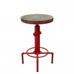 Brooklyn Adjustable Height Bistro Table with Weathered Grey Top and Red Powder Coat "Hydrant" Base by Diamond Sofa