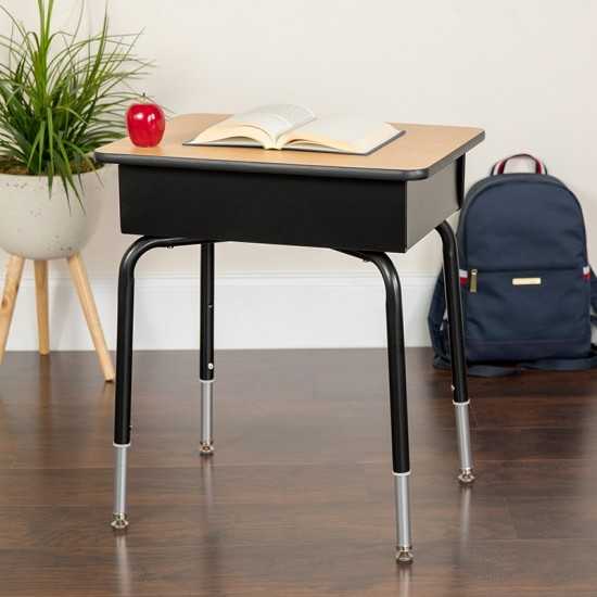 Student Desk with Open Front Metal Book Box