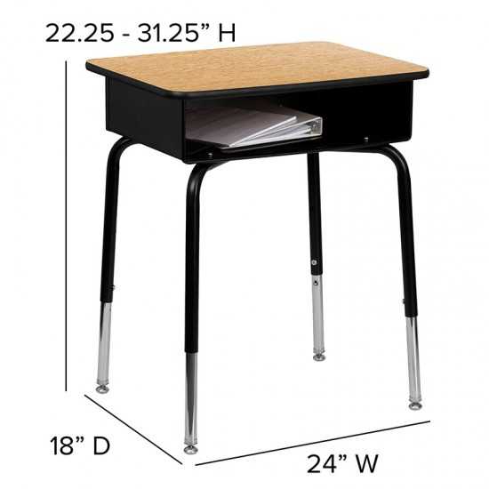 Student Desk with Open Front Metal Book Box