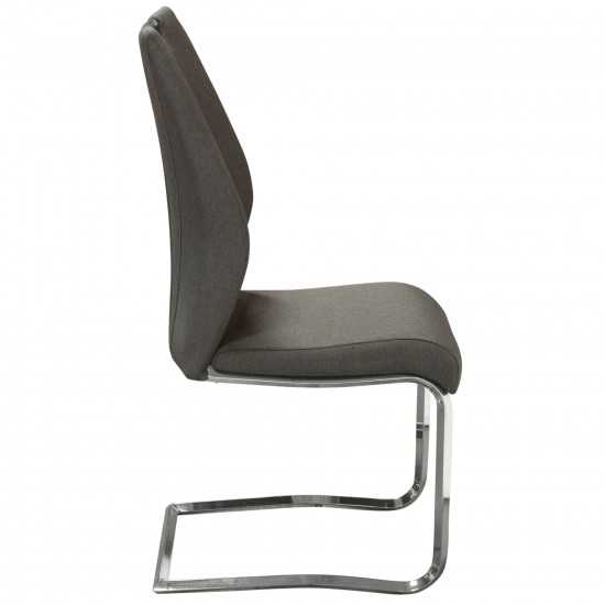 Set of (2) London Dining Chairs in Grey Fabric with Chrome Base by Diamond Sofa