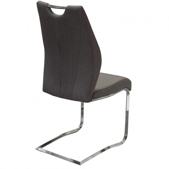 Set of (2) London Dining Chairs in Grey Fabric with Chrome Base by Diamond Sofa