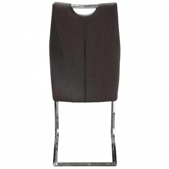 Set of (2) London Dining Chairs in Grey Fabric with Chrome Base by Diamond Sofa