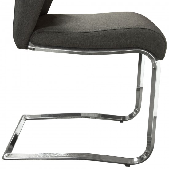 Set of (2) London Dining Chairs in Grey Fabric with Chrome Base by Diamond Sofa