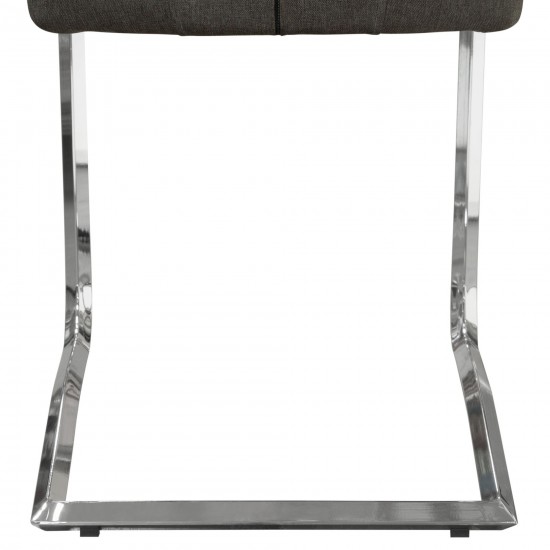 Set of (2) London Dining Chairs in Grey Fabric with Chrome Base by Diamond Sofa