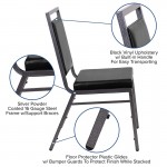 Square Back Stacking Banquet Chair in Black Vinyl with Silvervein Frame