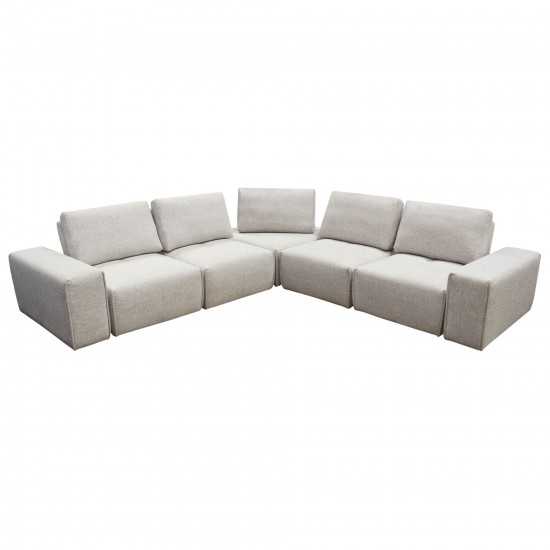 Jazz Modular 5-Seater Corner Sectional with Adjustable Backrests in Light Brown Fabric by Diamond Sofa