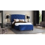 Majestic Queen Tufted Bed in Royal Navy Velvet with Nail Head Wing Accents by Diamond Sofa