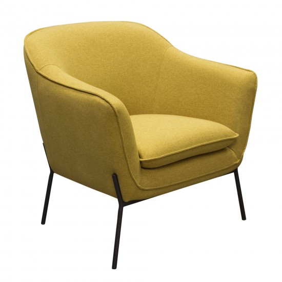 Status Accent Chair in Yellow Fabric with Metal Leg by Diamond Sofa