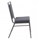 Square Back Stacking Banquet Chair in Dark Gray Fabric with Silvervein Frame