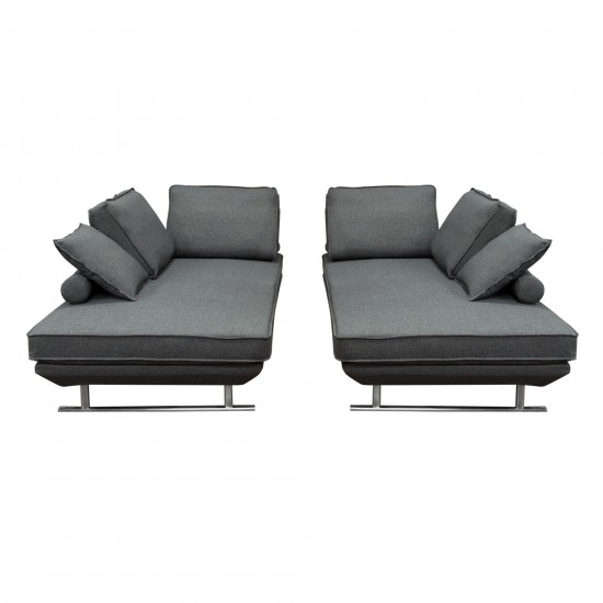 Dolce 2PC Lounge Seating Platforms with Moveable Backrest Supports by Diamond Sofa - Grey Fabric