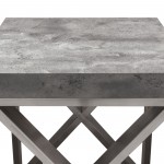 Carrera End Table in Faux Concrete Finish with Brushed Stainless Steel Legs by Diamond Sofa