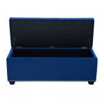 Majestic Tufted Velvet Lift-Top Storage Trunk w/ Nail Head Accent by Diamond Sofa - Royal Blue Velvet