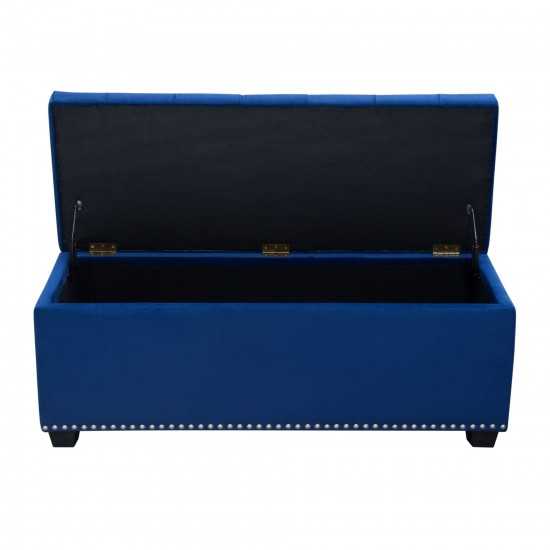 Majestic Tufted Velvet Lift-Top Storage Trunk w/ Nail Head Accent by Diamond Sofa - Royal Blue Velvet