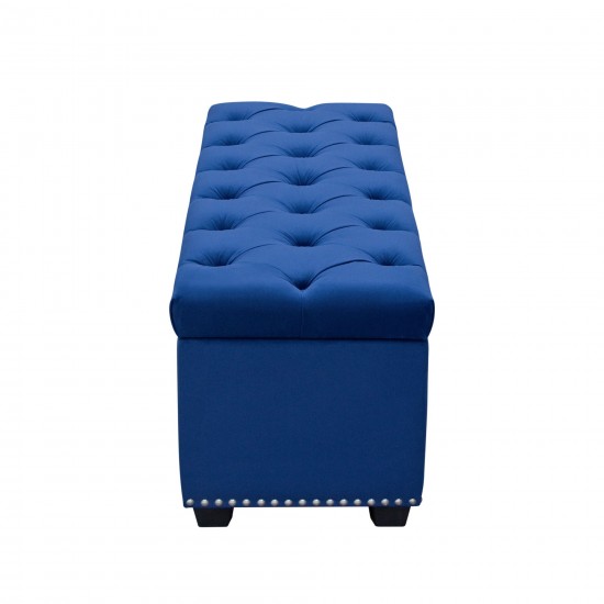 Majestic Tufted Velvet Lift-Top Storage Trunk w/ Nail Head Accent by Diamond Sofa - Royal Blue Velvet