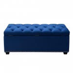 Majestic Tufted Velvet Lift-Top Storage Trunk w/ Nail Head Accent by Diamond Sofa - Royal Blue Velvet